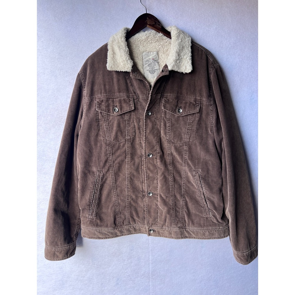 Vintage Gap 1969 Mens XL Tall Brown Corduroy Sherpa Lined Trucker Jacket